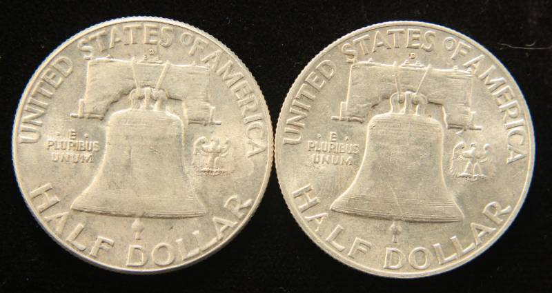 2 HIGH GRADE FRANKLIN HALF DOLLARS 1948-D 1949-D