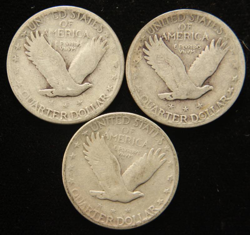 3 STANDING LIBERTY QUARTERS 1926-S 1928 1930-S