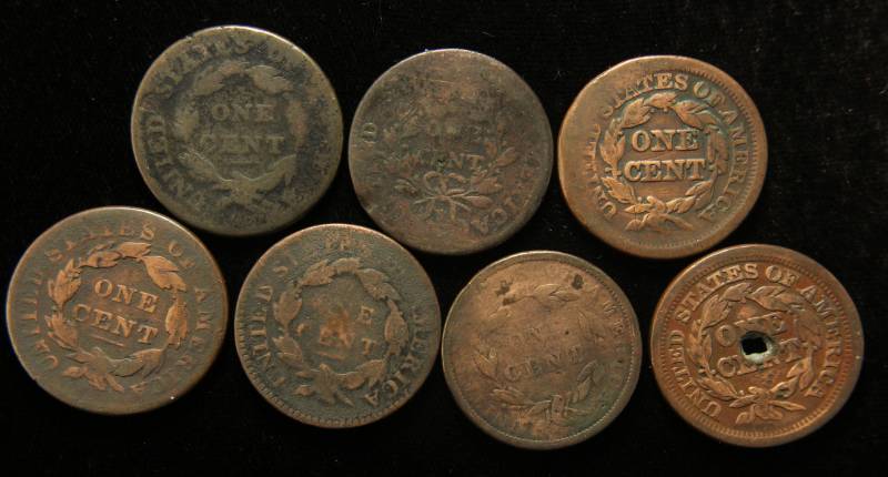 7 LARGE CENTS AS PICTURED INCLUDING AN 1810