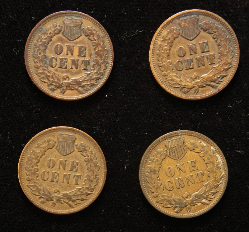 4 INDIAN HEAD CENTS 1902 1903 1906 1907