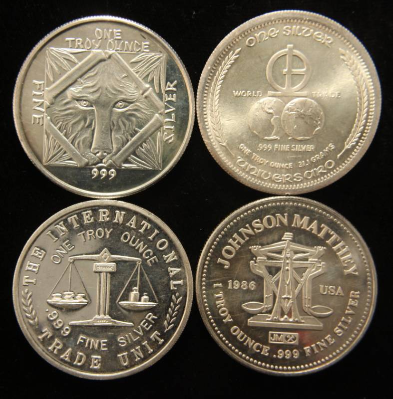 4 TROY OZ. .999 FINE SILVER 4X UNIQUE VINTAGE ROUNDS