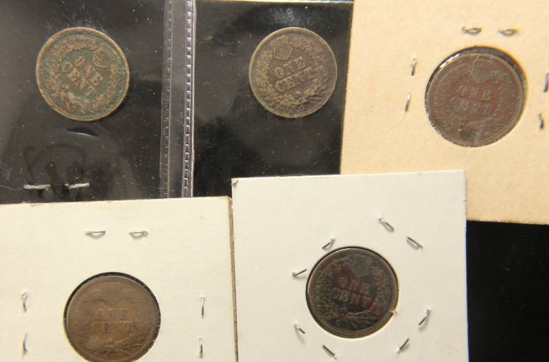5 INDIAN HEAD CENTS 1862 1863 1888 1890 1898