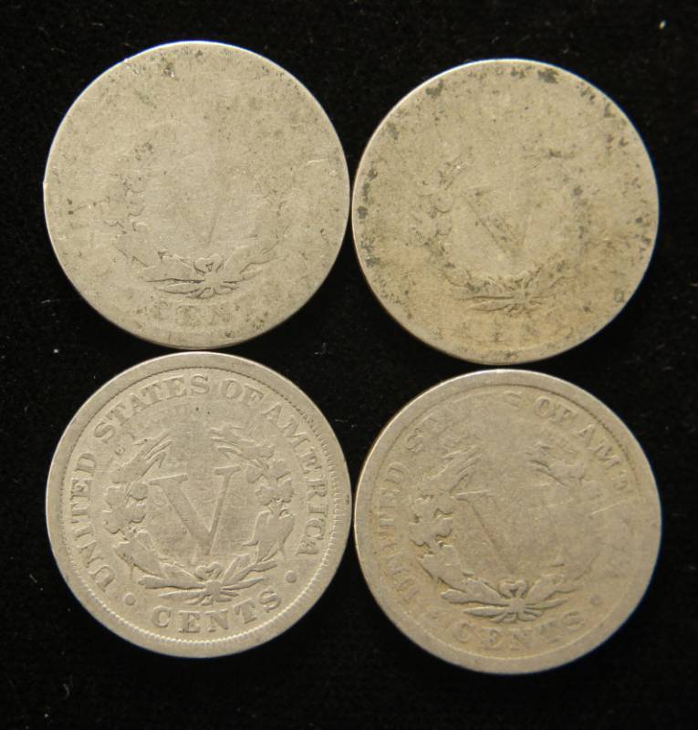 4 LIBERTY NICKELS 1888 1896 1901 1911