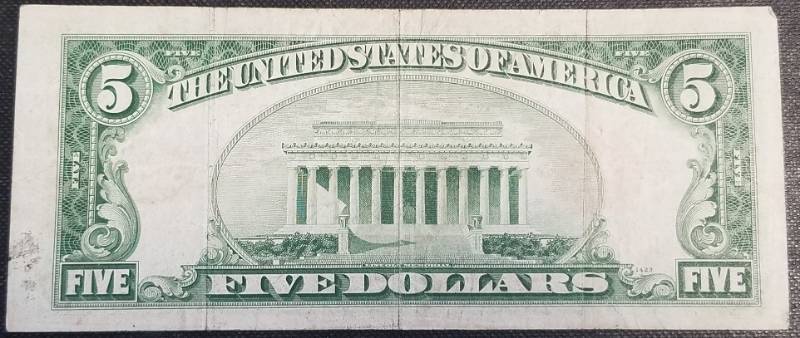 1928-C US RED SEAL $5 NOTE