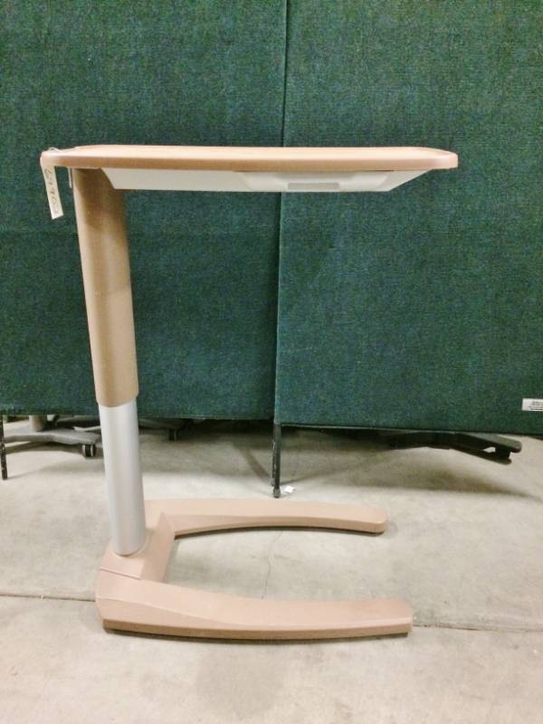 lot 2 image: MSRP $800 Top Of The Line Stryker Tru-fit Overbed Table Over the Bed Hospital Wheelchair Tray Adjustable Bedside Table Large Top Surface W Double Sided Vanity Mirror - Excellent Condition
