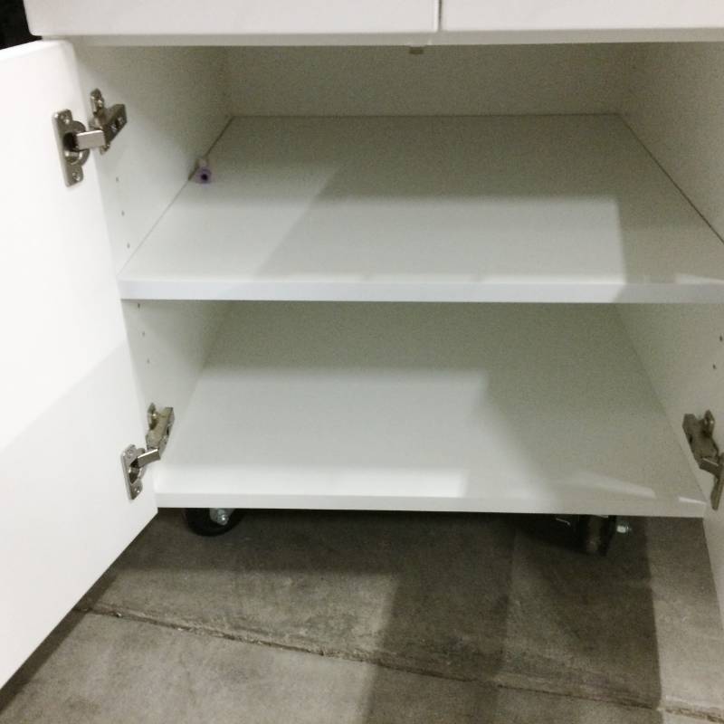 lot 56 image: 2 Door 2 Drawer Laminate Top Mobile Cabinet - Excellent Condition - No Keys