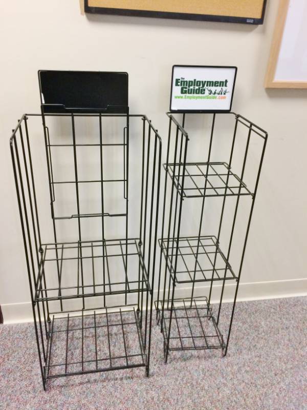 lot 24 image: Lot Of 2 Boards and 2 Magazine Brochure Wire Racks