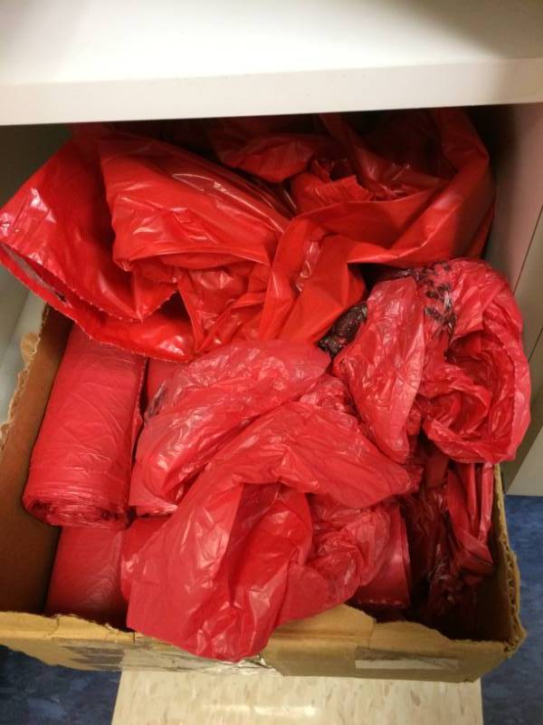 lot 110 image: Large Amount Medical Grade Bioharzard Trash Container Bags