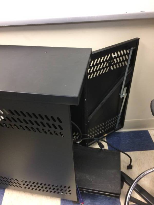 lot 3 image: MSRP $$450 Datum Large Mobile CPU Storage Metal Locker Black - Excellent Condition - A Little Dusty