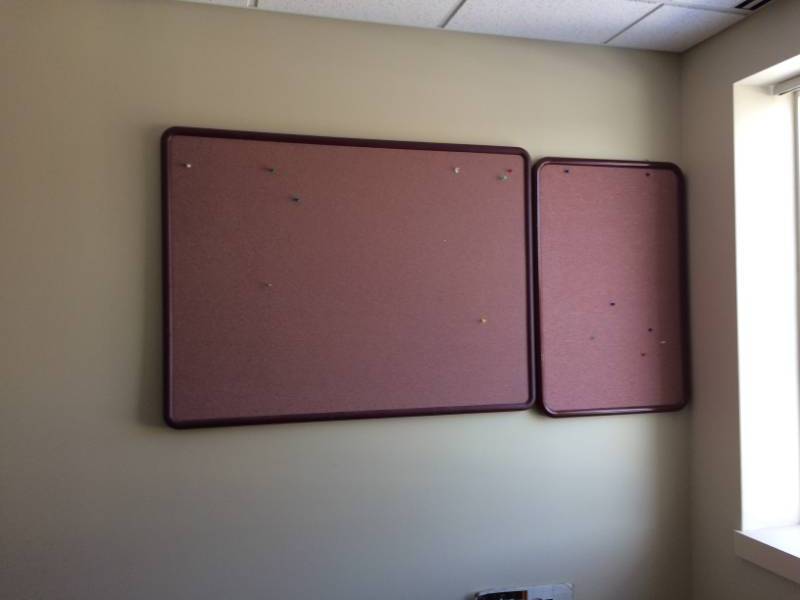 lot 36 image: 2 Red Bulletin Boards - Excellent Condition