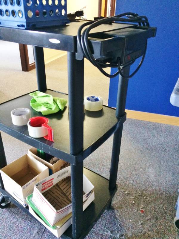 lot 49 image: Black Media Cart With Power Supply - Excellent Condition