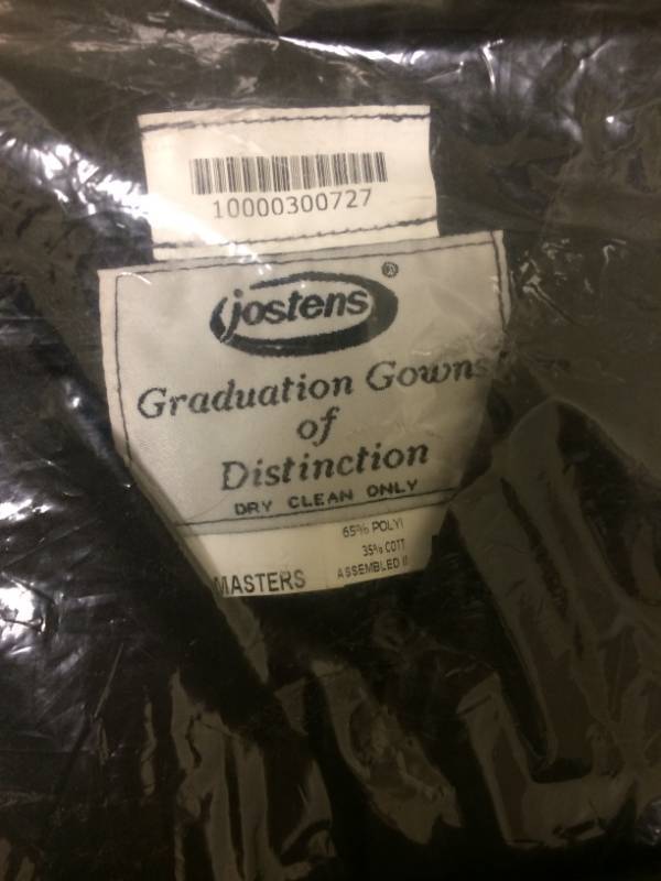lot 130 image: Large Lot Of New Jostens Black Graduation Gowns - Variety Of Sizes Bachelor & Associate Degree Gowns Each Packaged Includes Cap -  Couple Doctorate Gowns Included