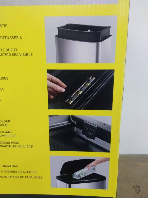 lot 30 image: EKO 47L12.4G Fingerprint-Resistant Stainless Steel Motion Sensor Trash Can
