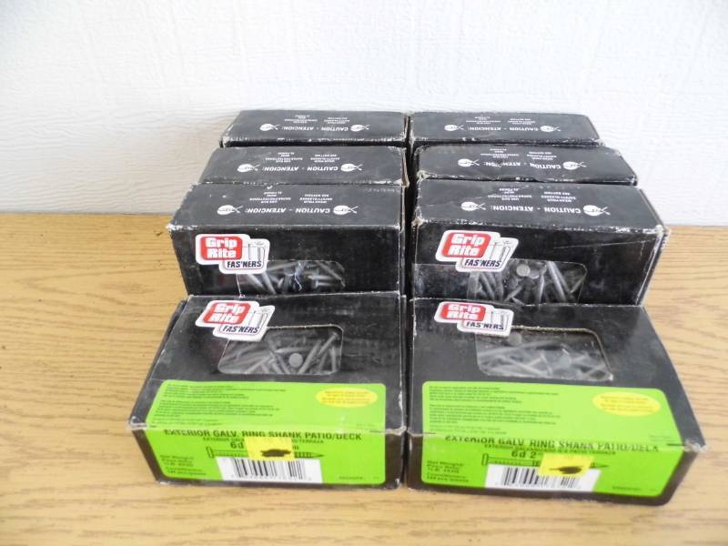 Lot of 8 Grip Rite Ext Galv Shank PatioDeck Nails