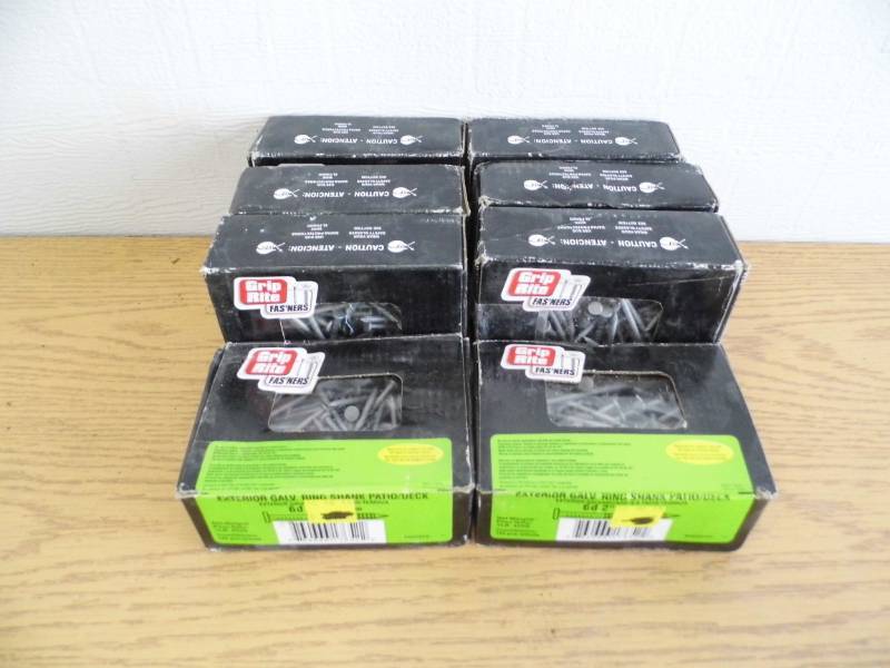 Lot of 8 Grip Rite Ext Galv Shank PatioDeck Nail