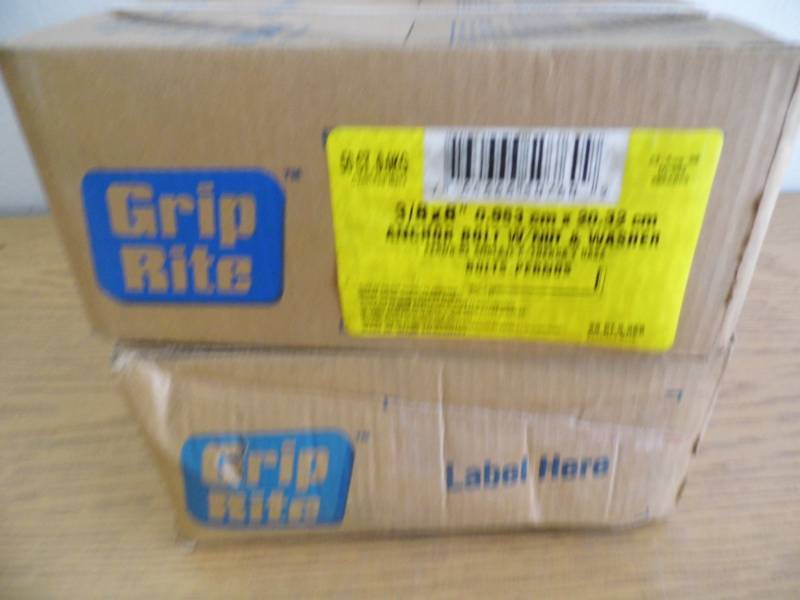 Lot of 2 Grip Rite Anchor Bolts wNutWasher