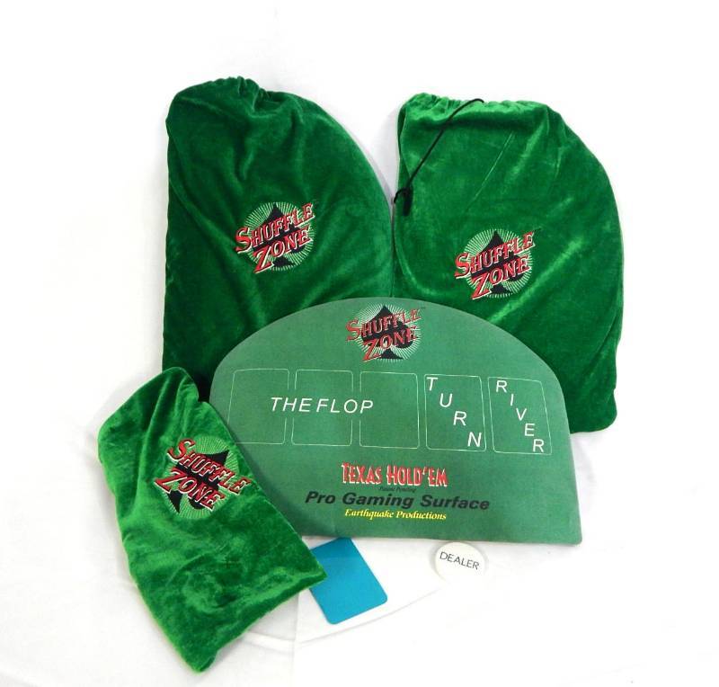 lot 73 image: Lot of 3 Shuffle Zone Texas Hold Em Pro Gaming Surface Dealer Pads