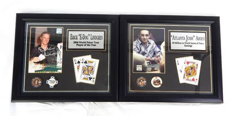 lot 77 image: Set of Erick Lindgren and Josh Arieh Limited Edition Pro Poker Player Autographed Plaques