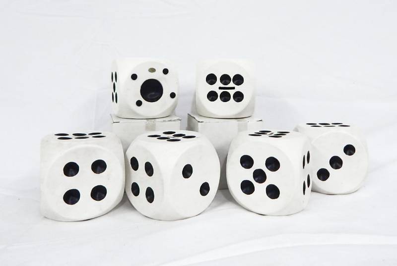 lot 84 image: Lot of Six Large Dice Banks