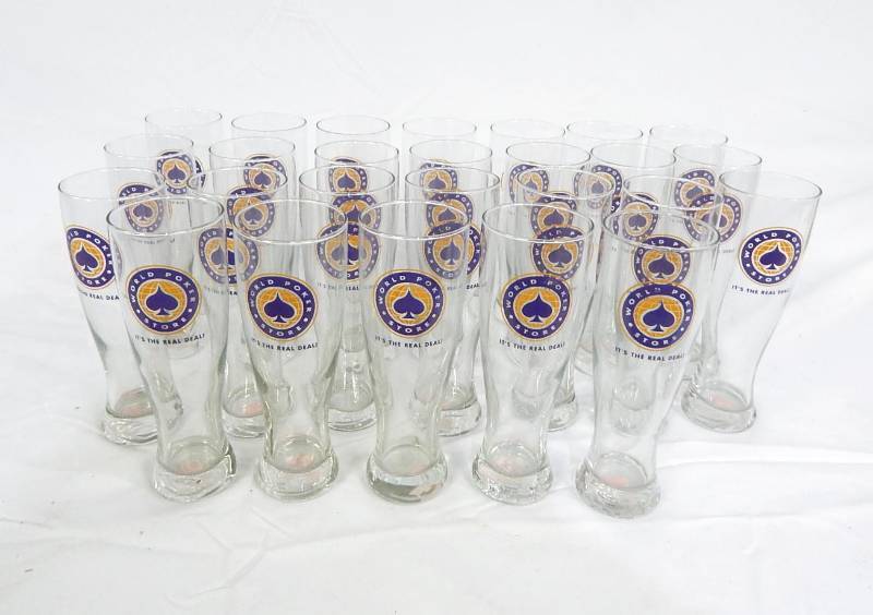lot 85 image: Lot of 26 World Poker Store Pilsner Glasses