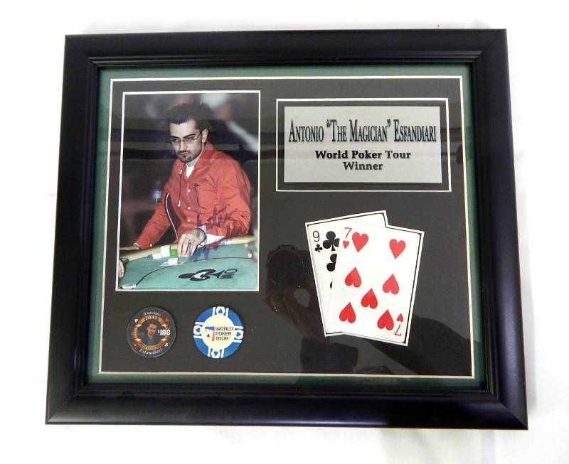 lot 154 image: Set of Antonio Esfandiari and Erick Lindgren Limited Edition Pro Poker Player Autographed Plaques