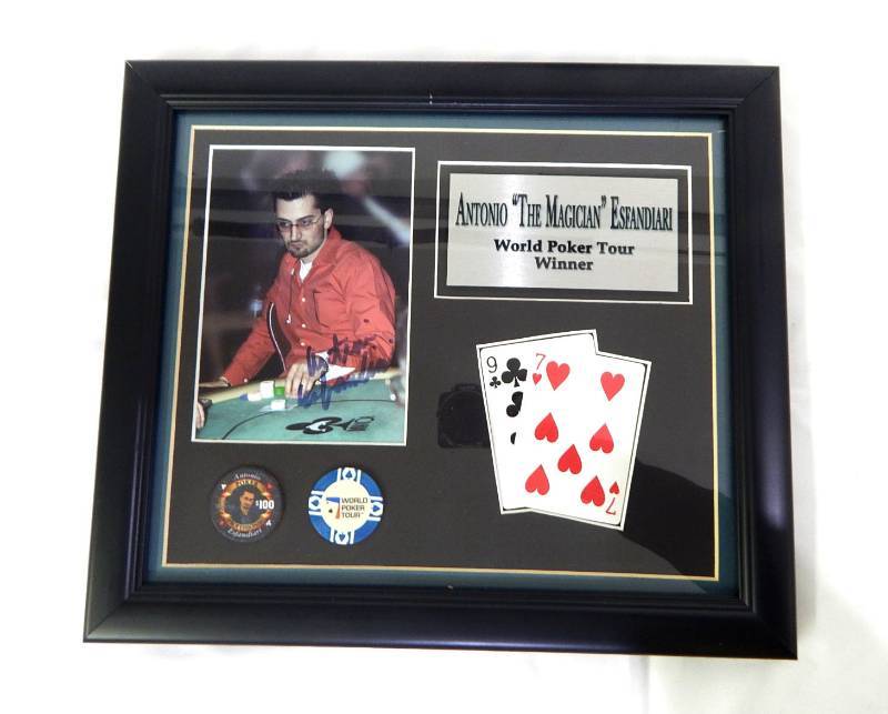 lot 158 image: Set of Antonio Esfandiari and Hoyt Corkins Limited Edition Pro Poker Player Autographed Plaques