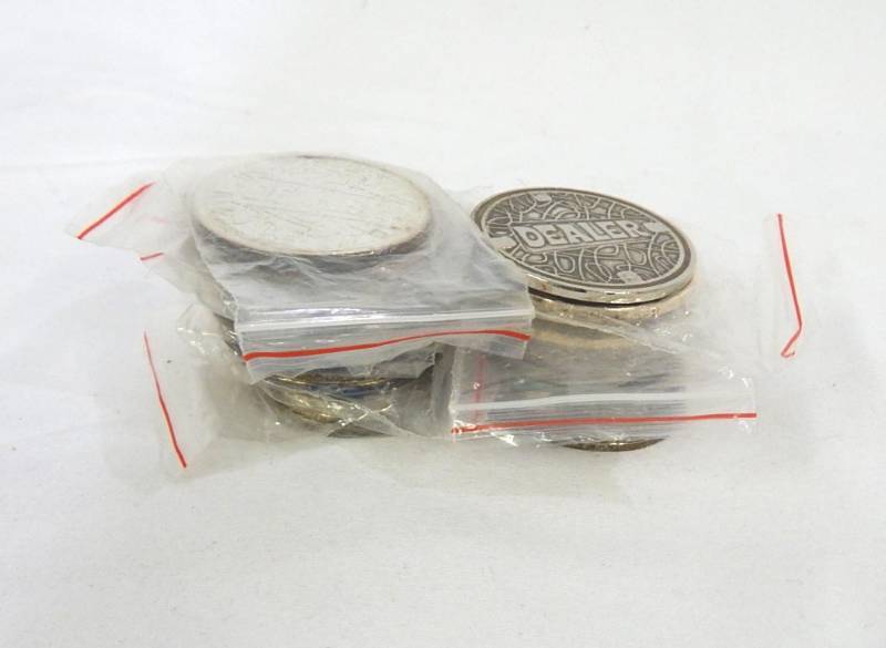 lot 46 image: Lot of New Plated Metal Dealer Buttons