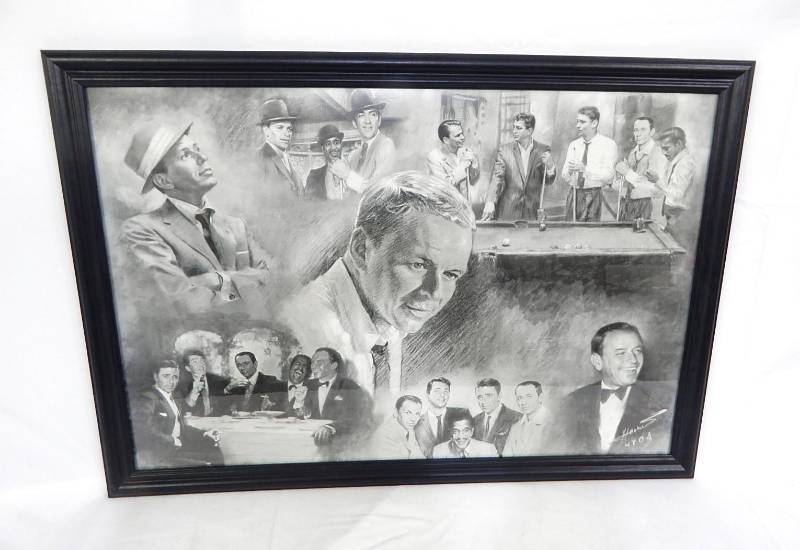 lot 54 image: Framed Sinatra and Rat Pack Print
