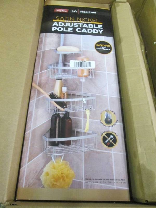 lot 53 image: Satin Nickel Adjustable Pole Caddy ...