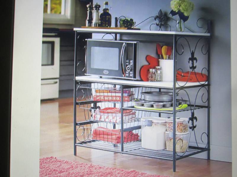 lot 106 image: Fleur-De-Lis Microwave Cabinet open...