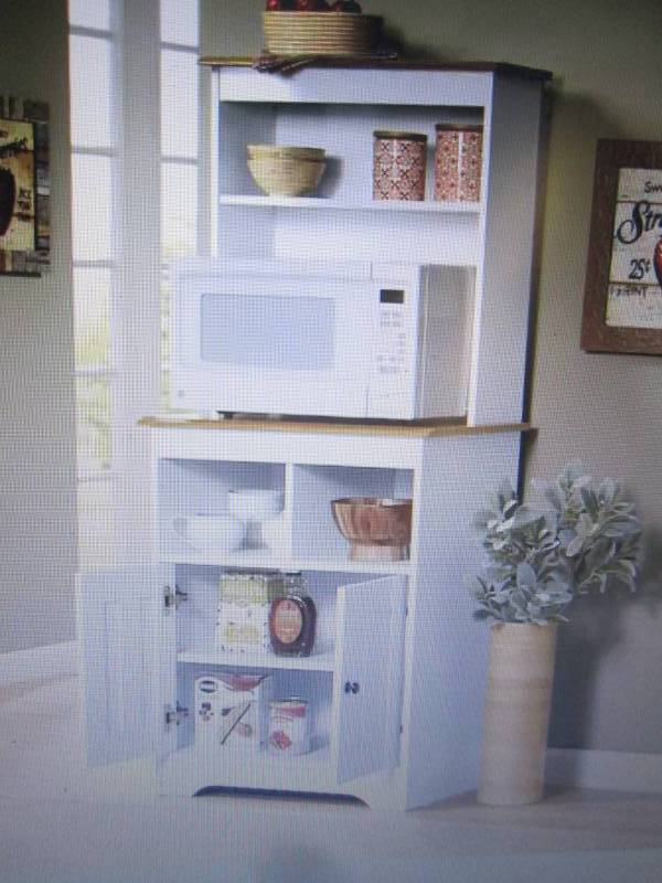 lot 128 image: Katie Microwave Stand with Hutch op...