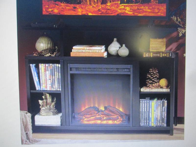 lot 147 image: Black Media-Storage TV Stand and El...