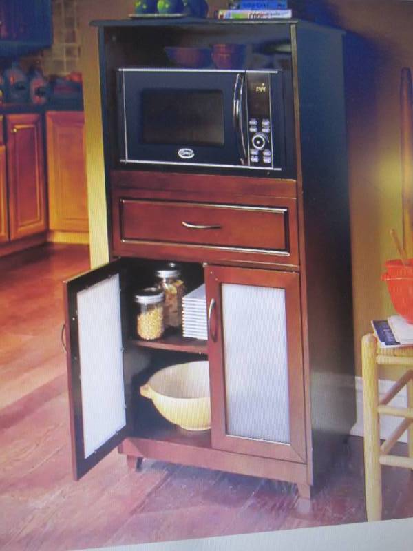 lot 162 image: Microwave Storage with Glass Door C...