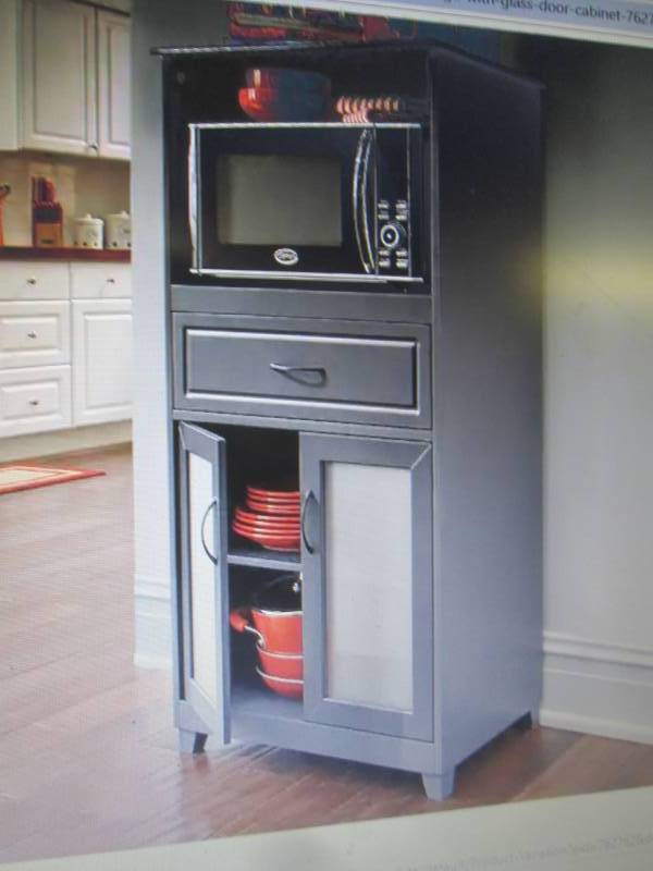 lot 165 image: Microwave Storage with Glass Door C...