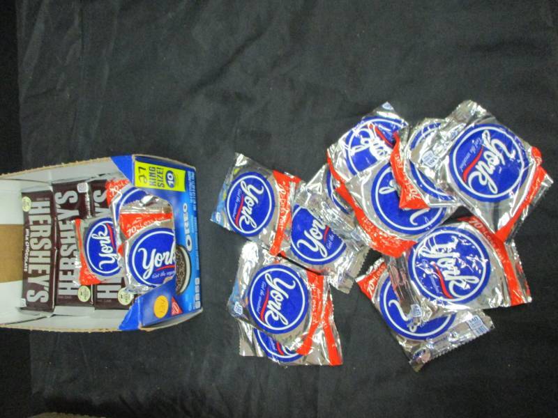 27 Yorks pepermint patties and hersey bars