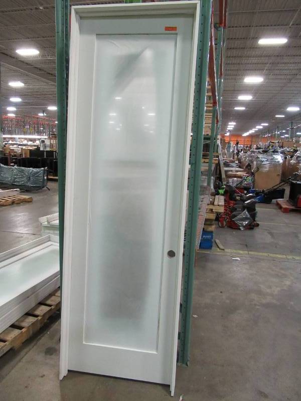 lot 91 image: JELD-WEN MODA (primed) 1-panel square Clear glass Single prehung Interior Door (Common 30-in x 96-in Actual 30.0 x 96.0) LOWOLJW221100549