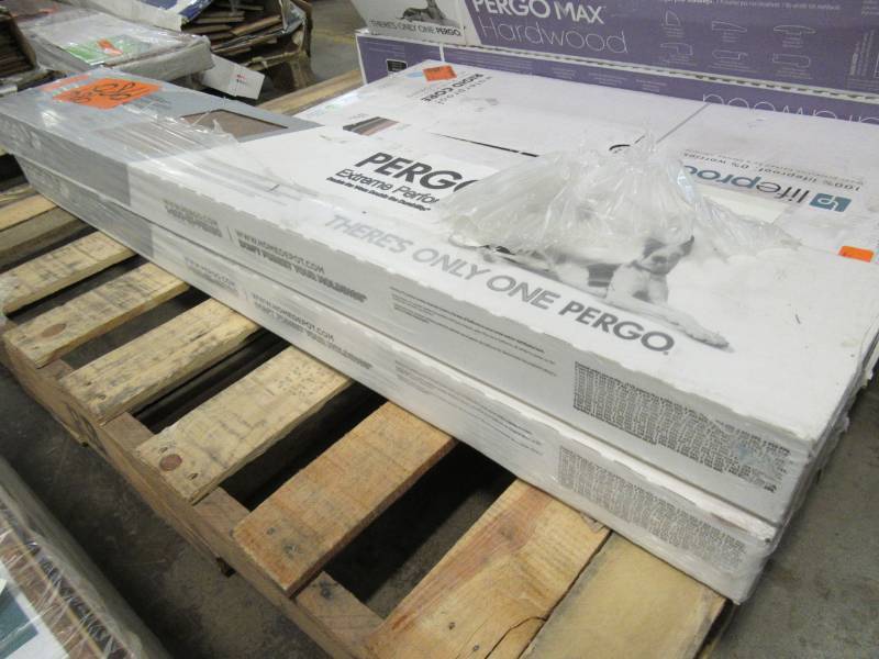 lot 24 image: Pergo XP Cinnabar Oak 8 mm Thick x 7-12 in. Wide x 47-14 in. Length Laminate Flooring (19.63 sq. ft.  case) - 2 Cases