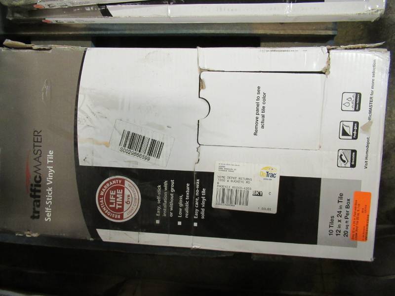 lot 31 image: Traffic Master Grey 12 in. x 24 in. Peel and Stick Linear Vinyl Tile (20 sq. ft.  case) - 2 Cases