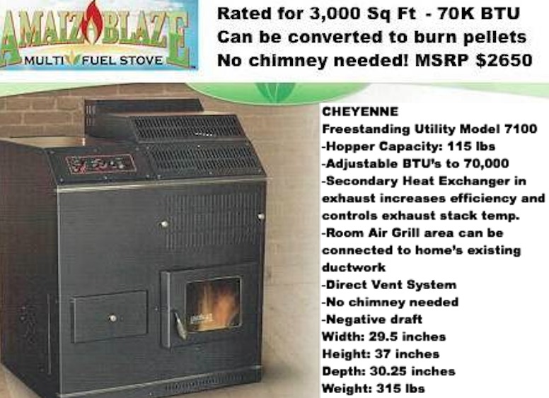 lot 1 image: BRAND NEW Amaizablaze Model 7100 Corn Stove 70K BTU