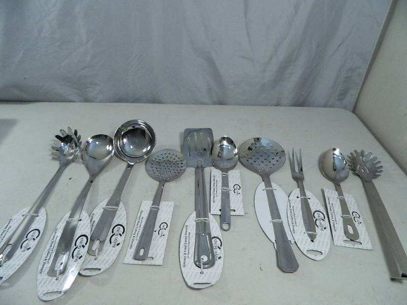 lot 80 image: 10 New Stainless Steel Kitchen Utensils