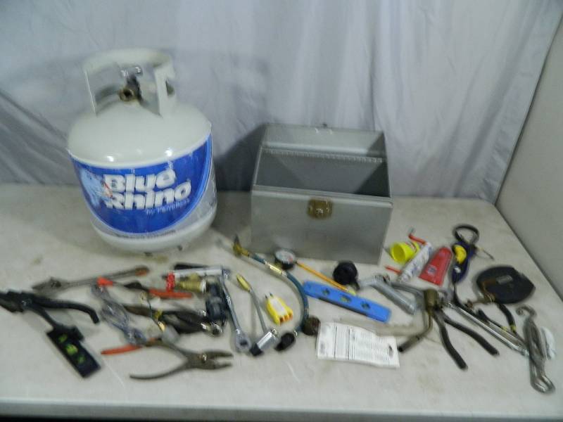 lot 94 image: 20 lb Propane Tank and Hand Tools