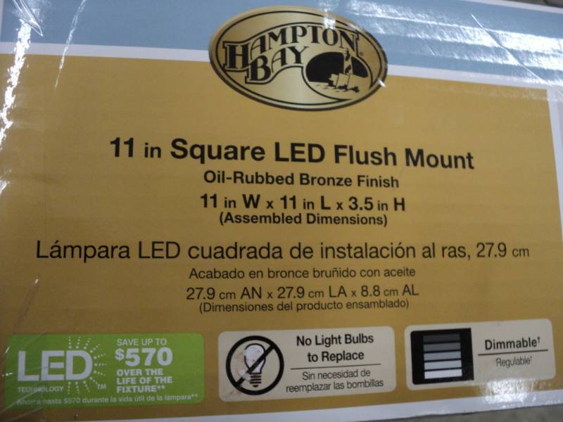 Hampton Bay 11 Square LED Flush Mo...