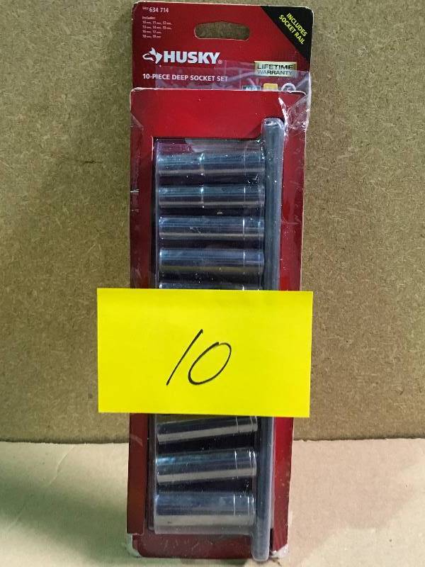 lot 10 image: Husky 38 in. Drive Deep Metric Socket Set (10-Piece) in like new condition