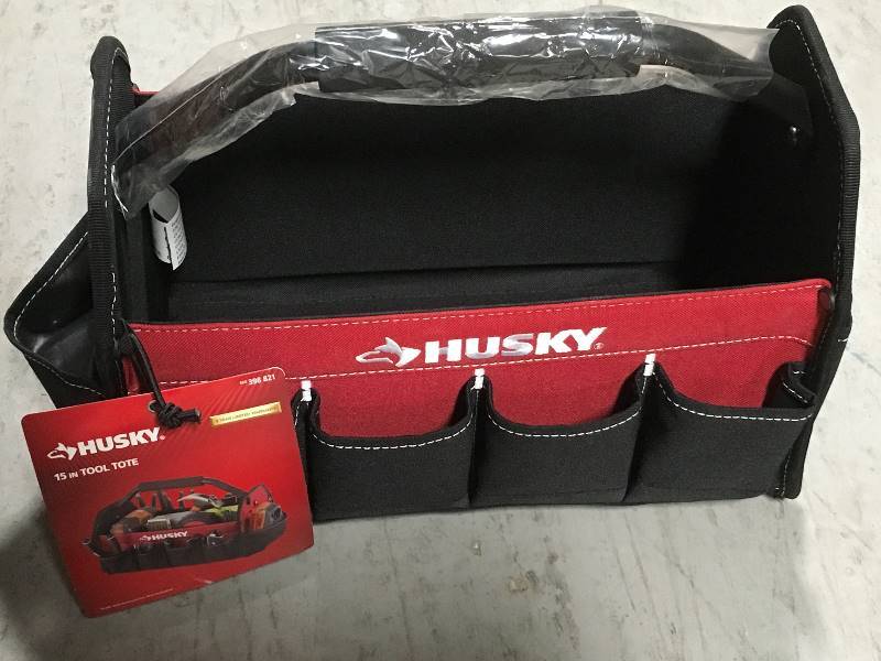 lot 47 image: Husky 15 in. Tool Tote Bag in like new condition