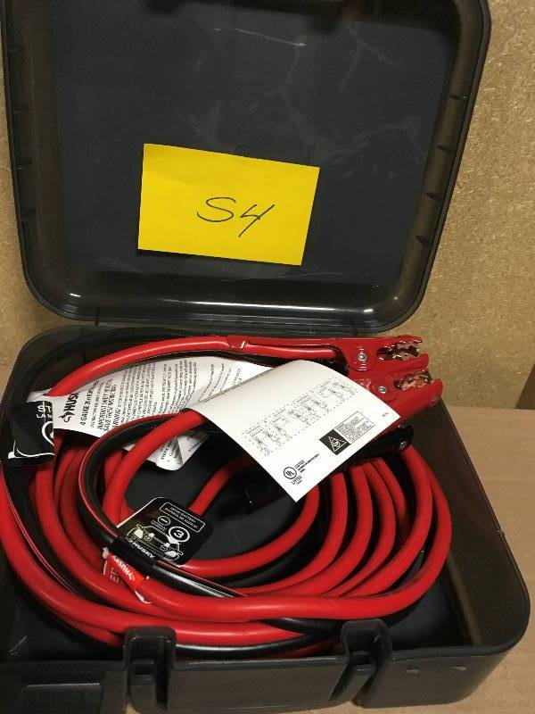lot 54 image: Husky 20 ft. 4-Gauge Booster Cables in like new condition
