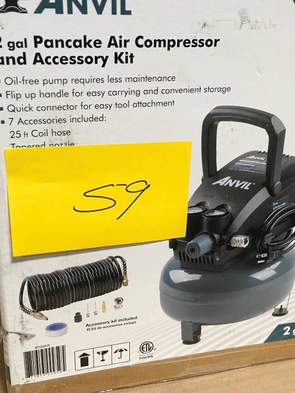 lot 59 image: ANVIL 2G Pancake Air Compressor in like new condition