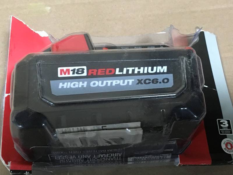 lot 73 image: Milwaukee M18 18-Volt Lithium-Ion High Output Battery Pack 6.0Ah in like new condition