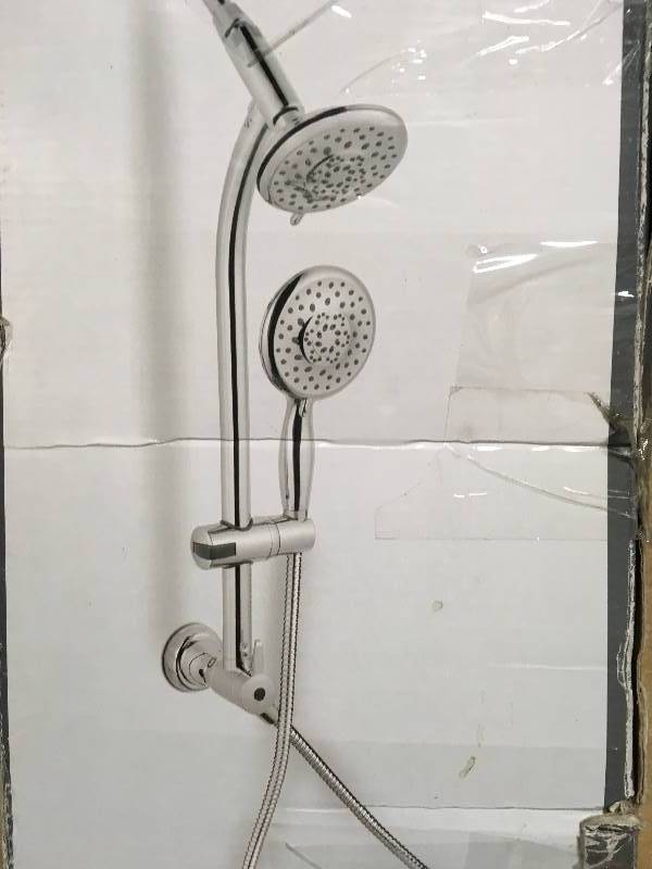 lot 77 image: Glacier Bay 5-Spray Wall Bar Shower Kit in Chrome in like new condition