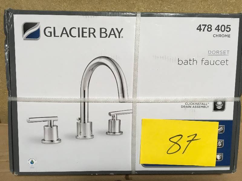 lot 87 image: Glacier Bay Dorset 8 in. Widespread 2-Handle High-Arc Bathroom Faucet in Chrome in like new condition