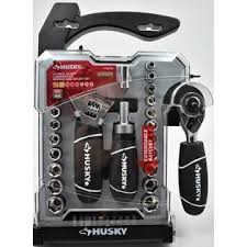 lot 25 image: Husky 14 in. and 38 in. Stubby Ratchet and Socket Set (46-Piece) in like new condition